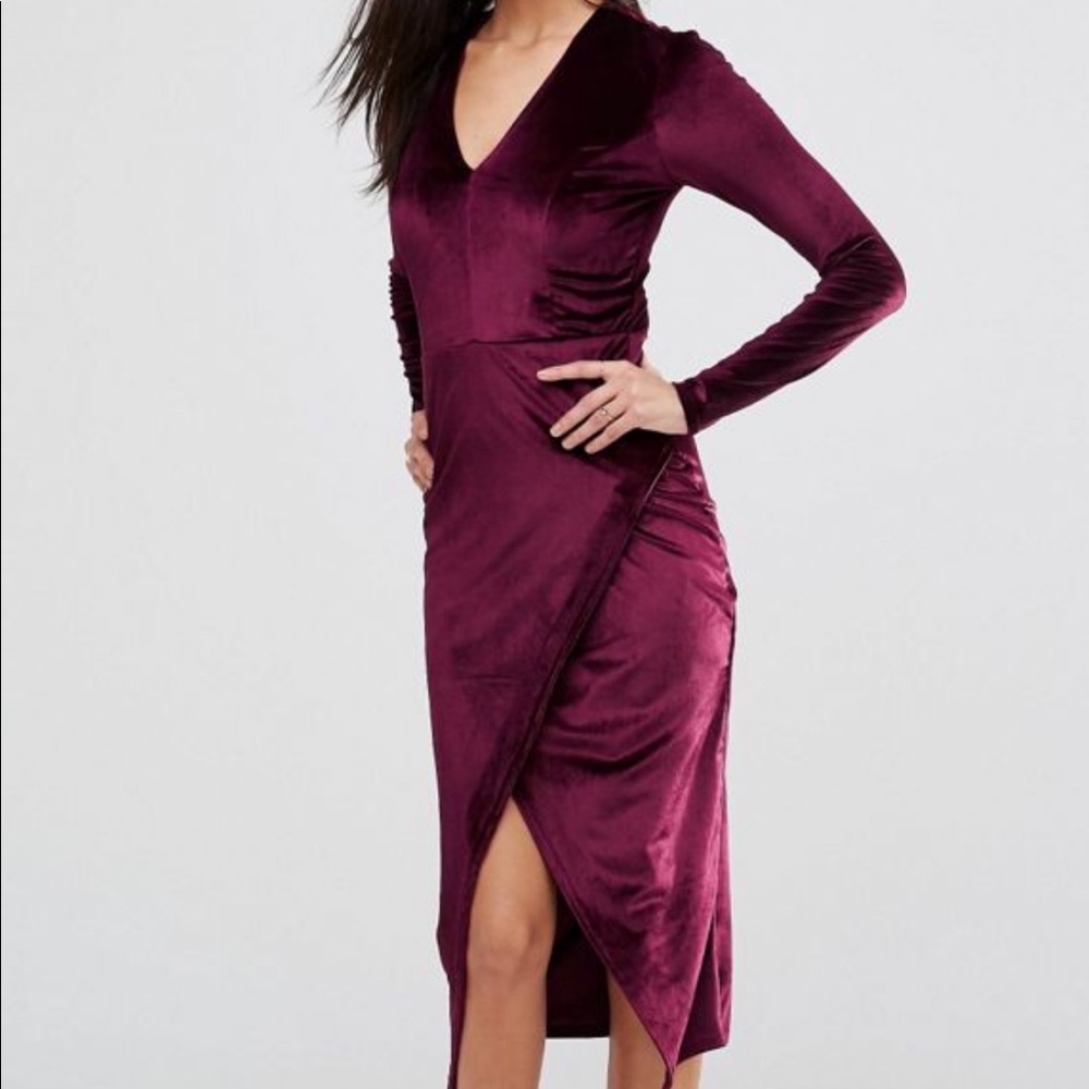 Club L burgundy velvet midi dress